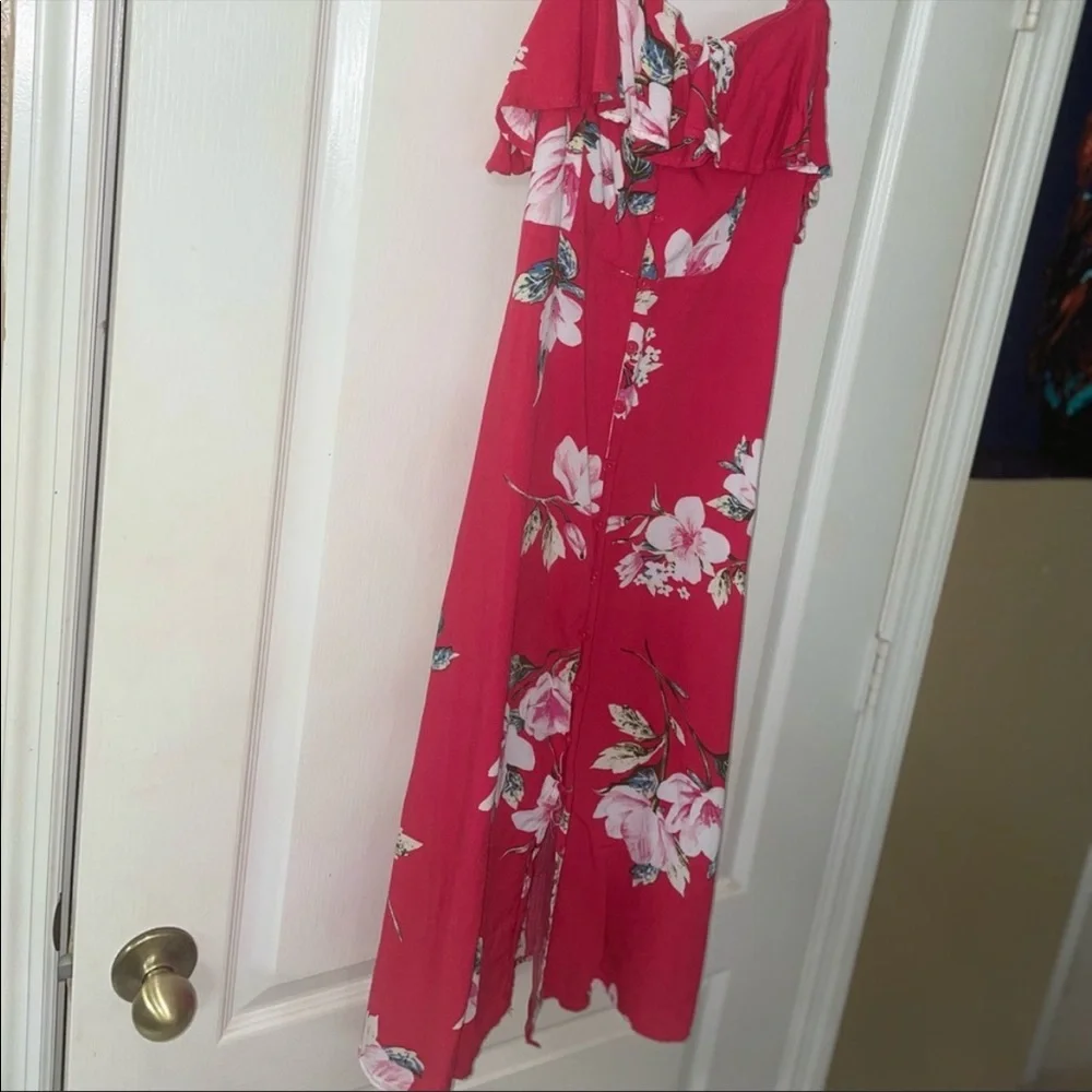 Beautiful Band of Gypsies red floral buttoned dress size Small - Picture 5 of 15